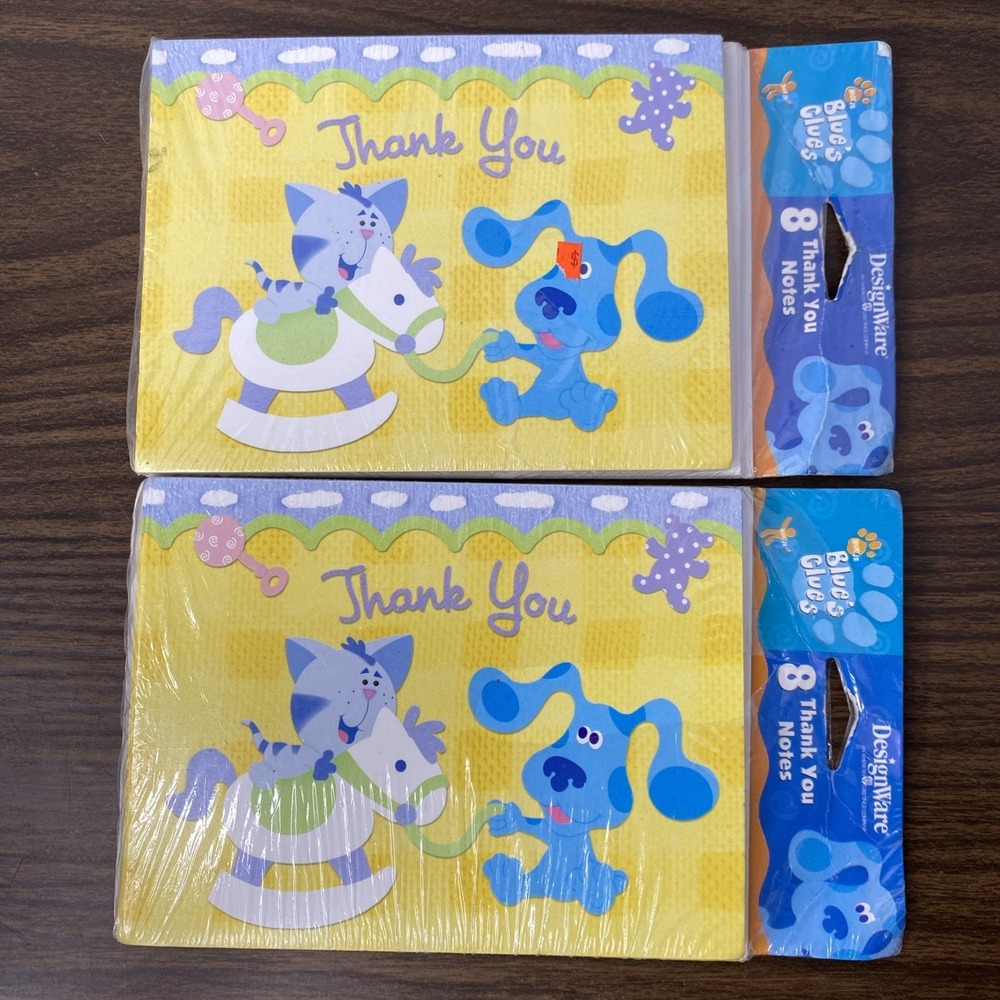 Vintage 2003 Blue's Clues DesignWare Thank You Cards 8 Cards & Envelopes X2